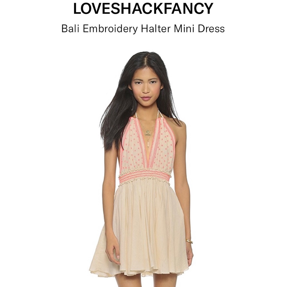 Love Shack Fancy embroidered halter dress